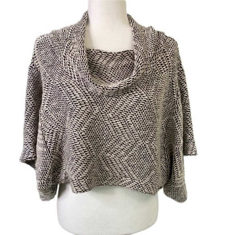 Peace Love World Black and White Knit Cowl Neck Sweater